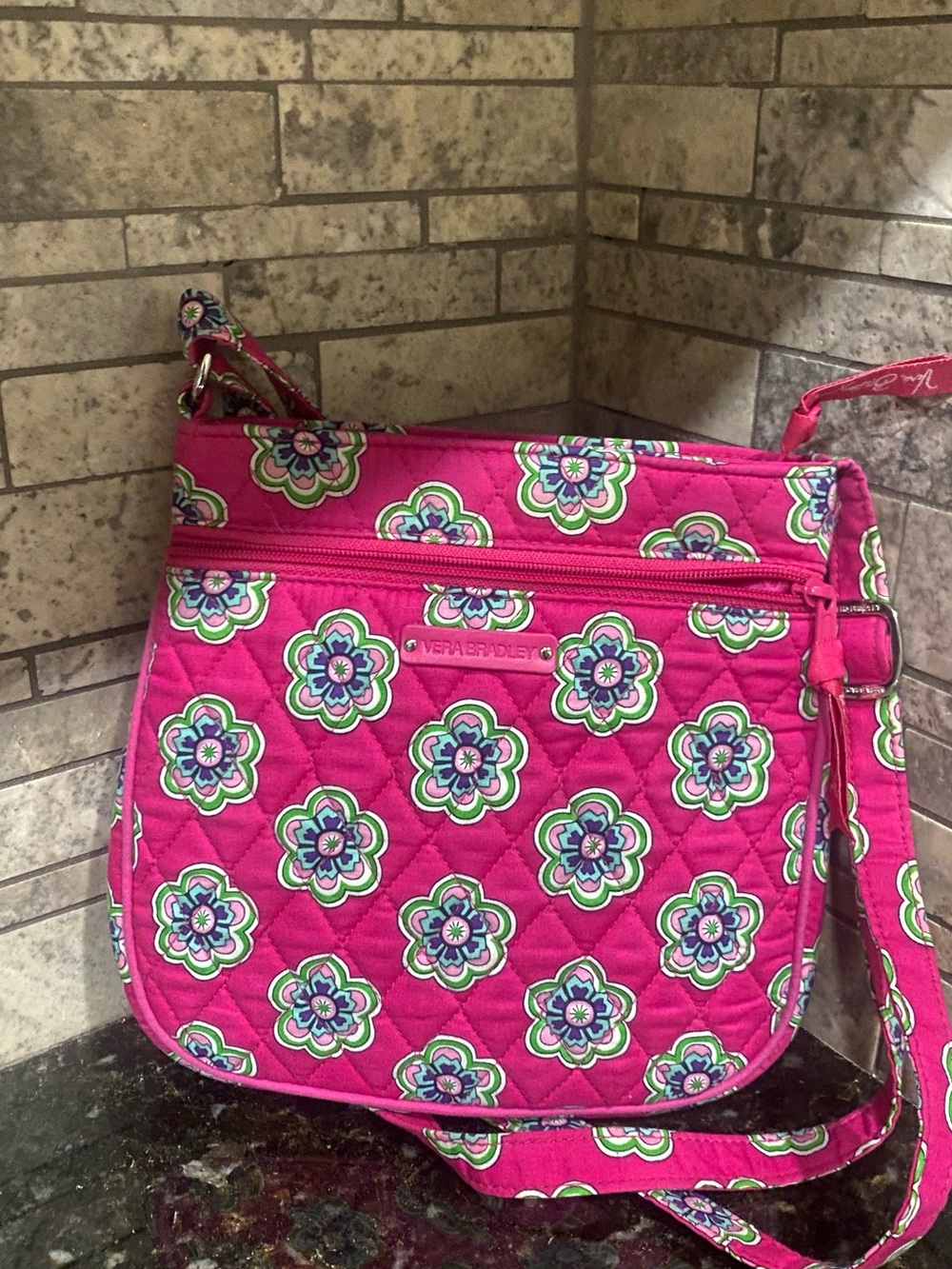 Vera Bradley Pink Floral Quilted Crossbody Bag